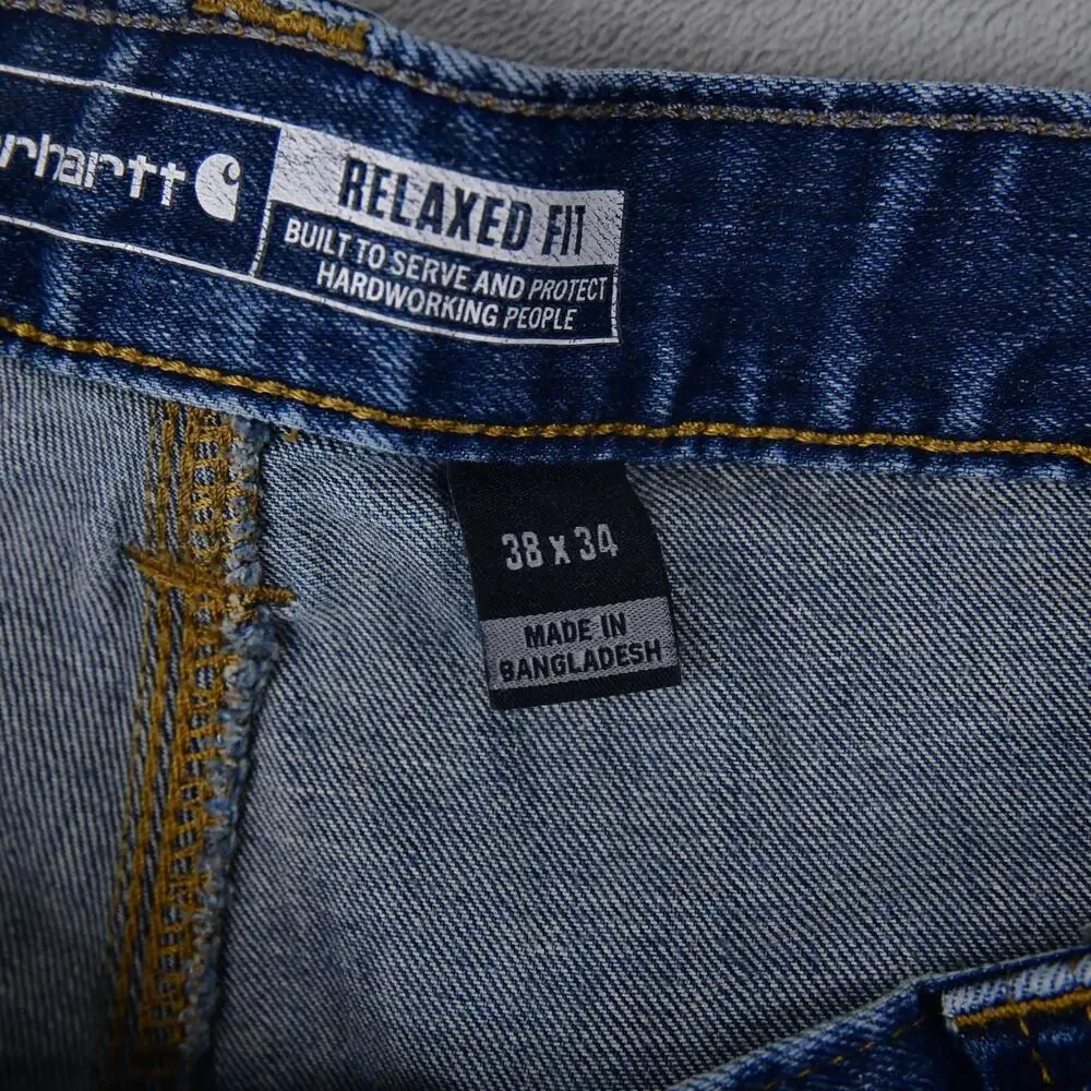 Carhartt Jeans Mens 38X34 (35x32 Actual) Relaxed Fit Blue Denim